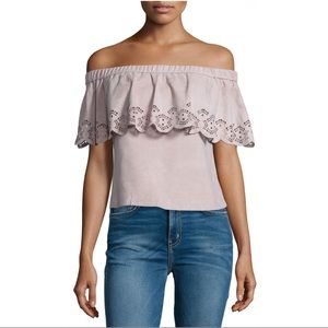 LaMarque Renuka Off-The-Shoulder Suede Top in Lilac